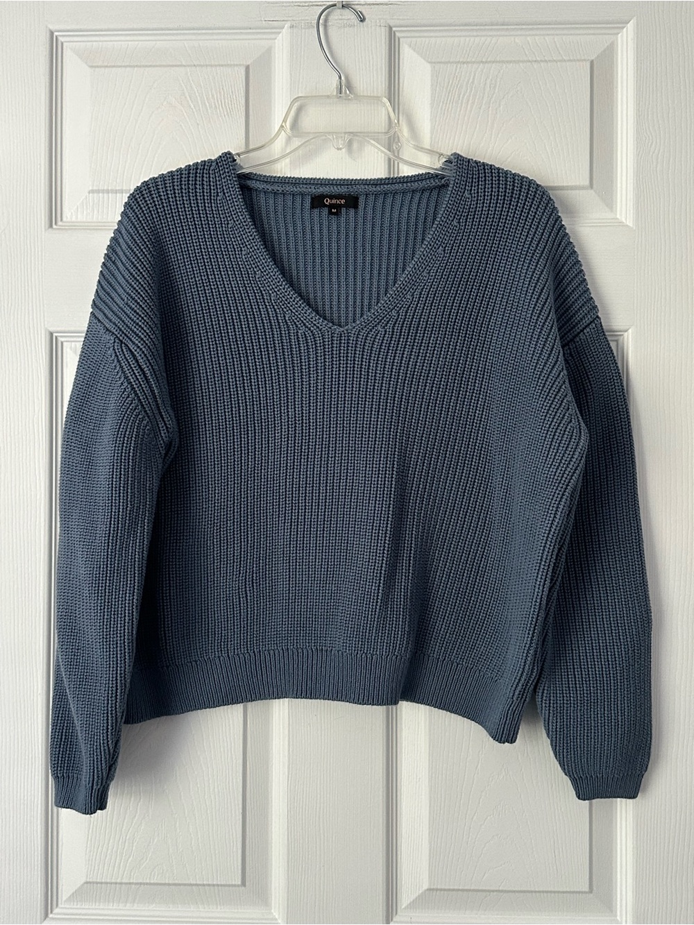 Quince 100% Organic Cotton Fisherman V-Neck Sweater - Size M